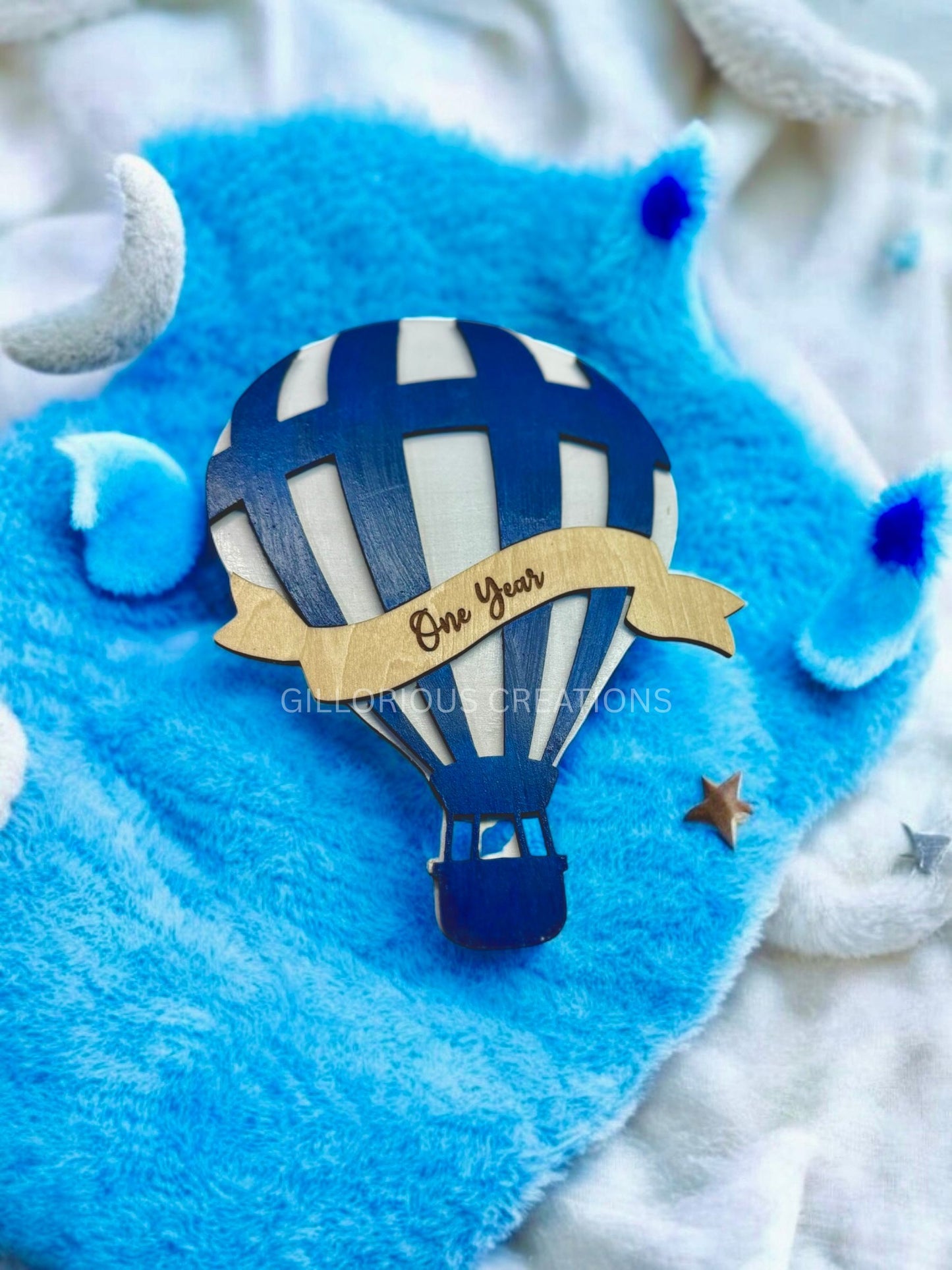 Baby Hot Air Balloon Milestone Disc Set - Pink or Blue with Interchangeable Monthly Banners