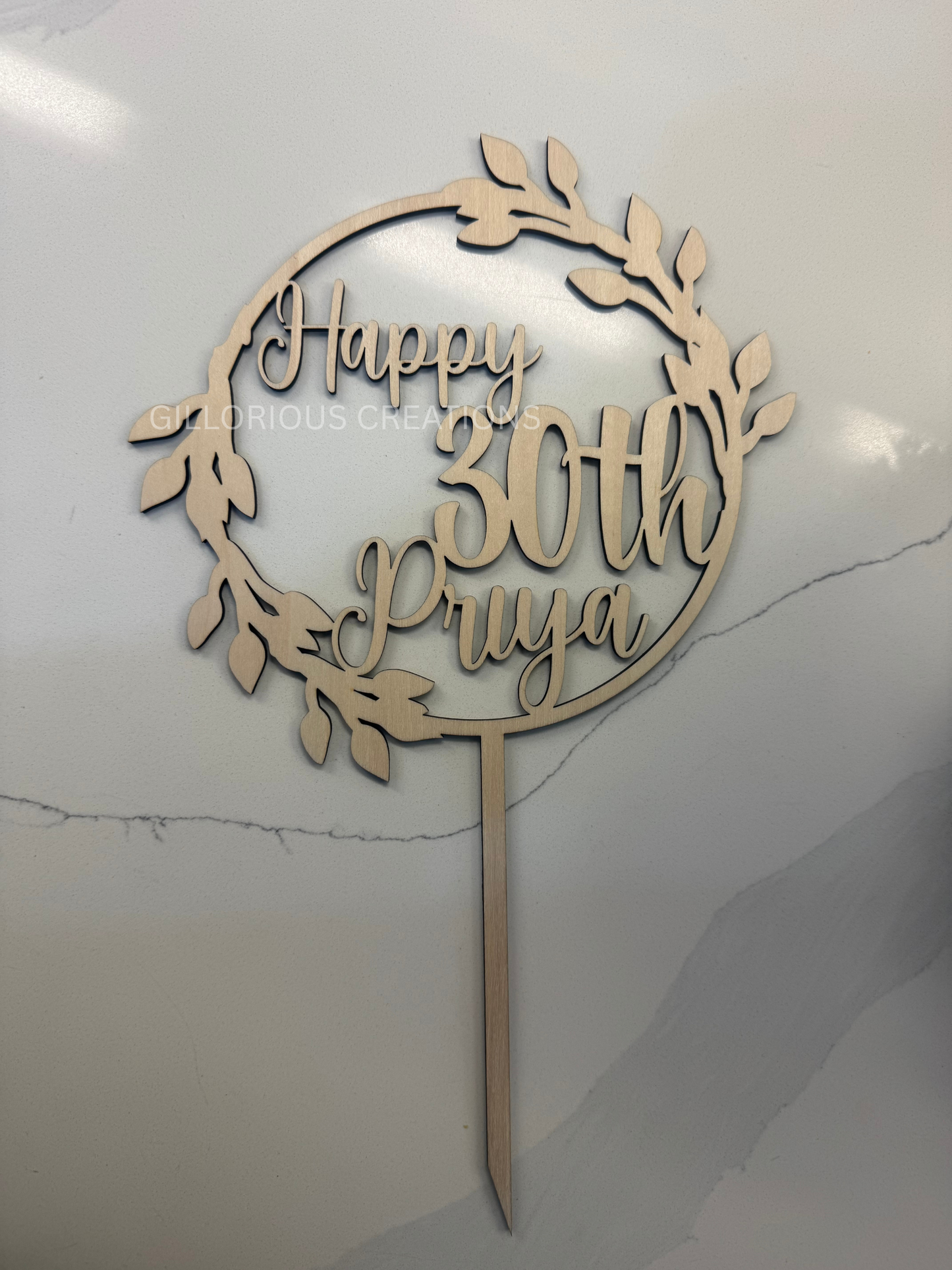 Wooden Birthday Cake Topper - Personalized for Name