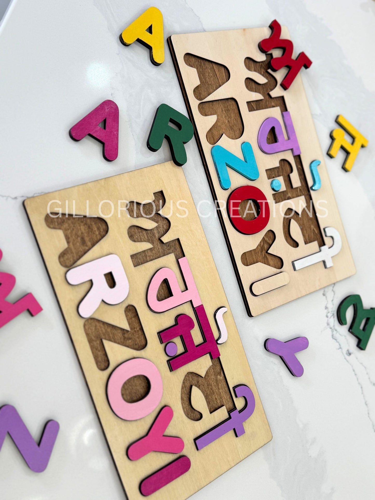 'Two Rows - Custom Name Puzzle for Kids (Punjabi, English or Hindi)' - Both Languages