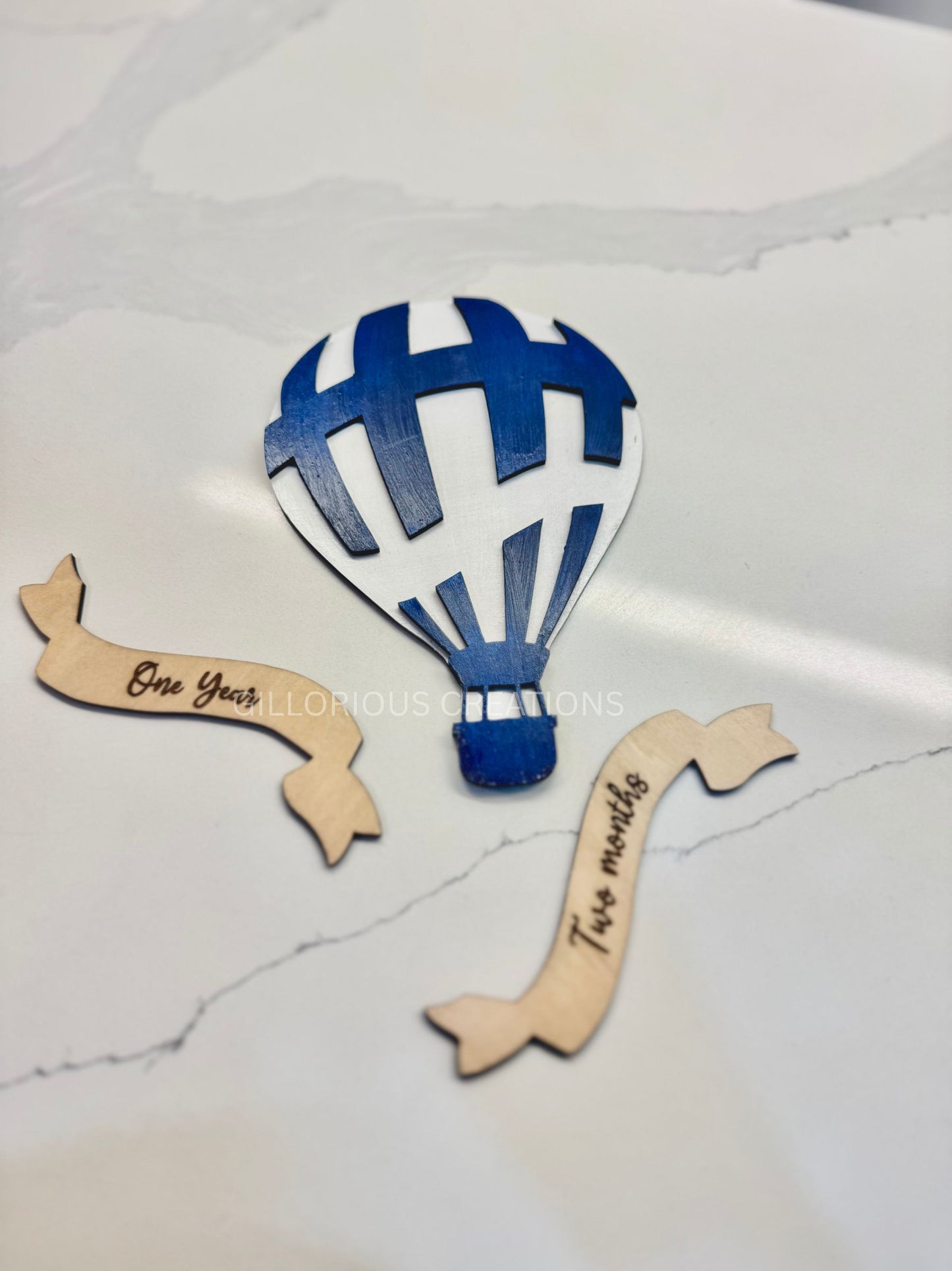 Baby Hot Air Balloon Milestone Disc Set - Pink or Blue with Interchangeable Monthly Banners
