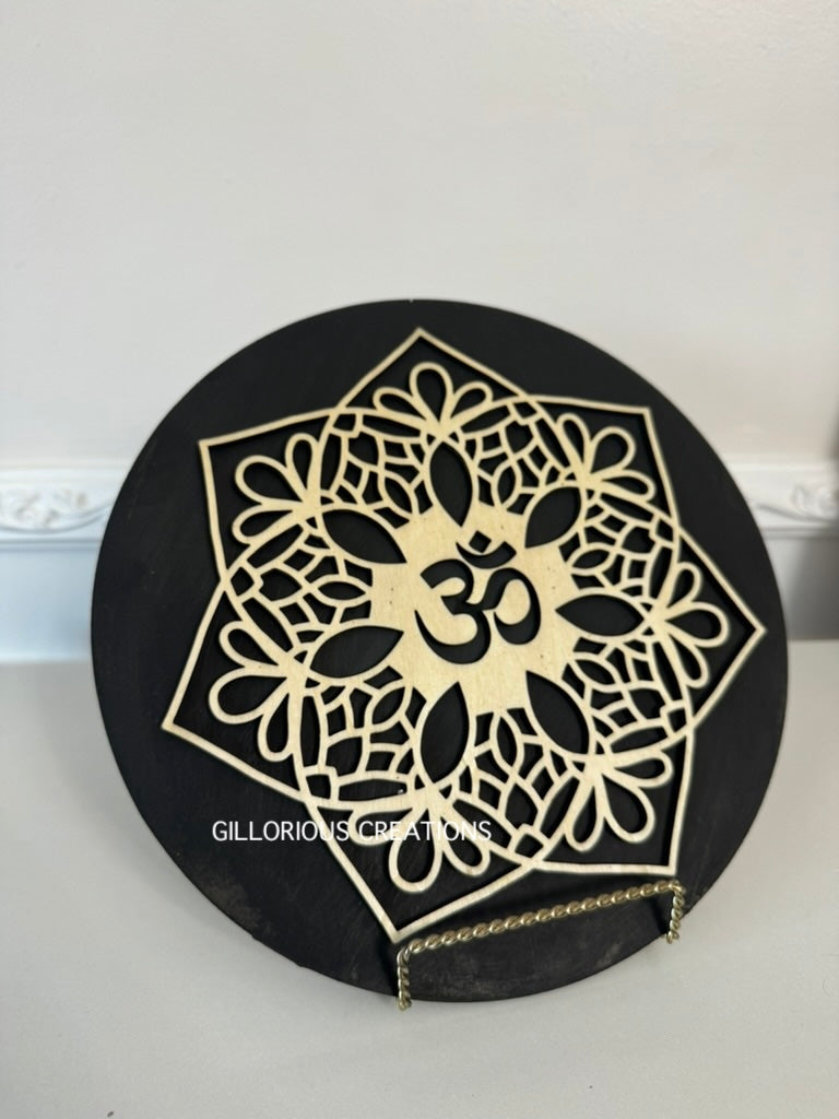 'OM' Wooden Mandala Decorative Plaque