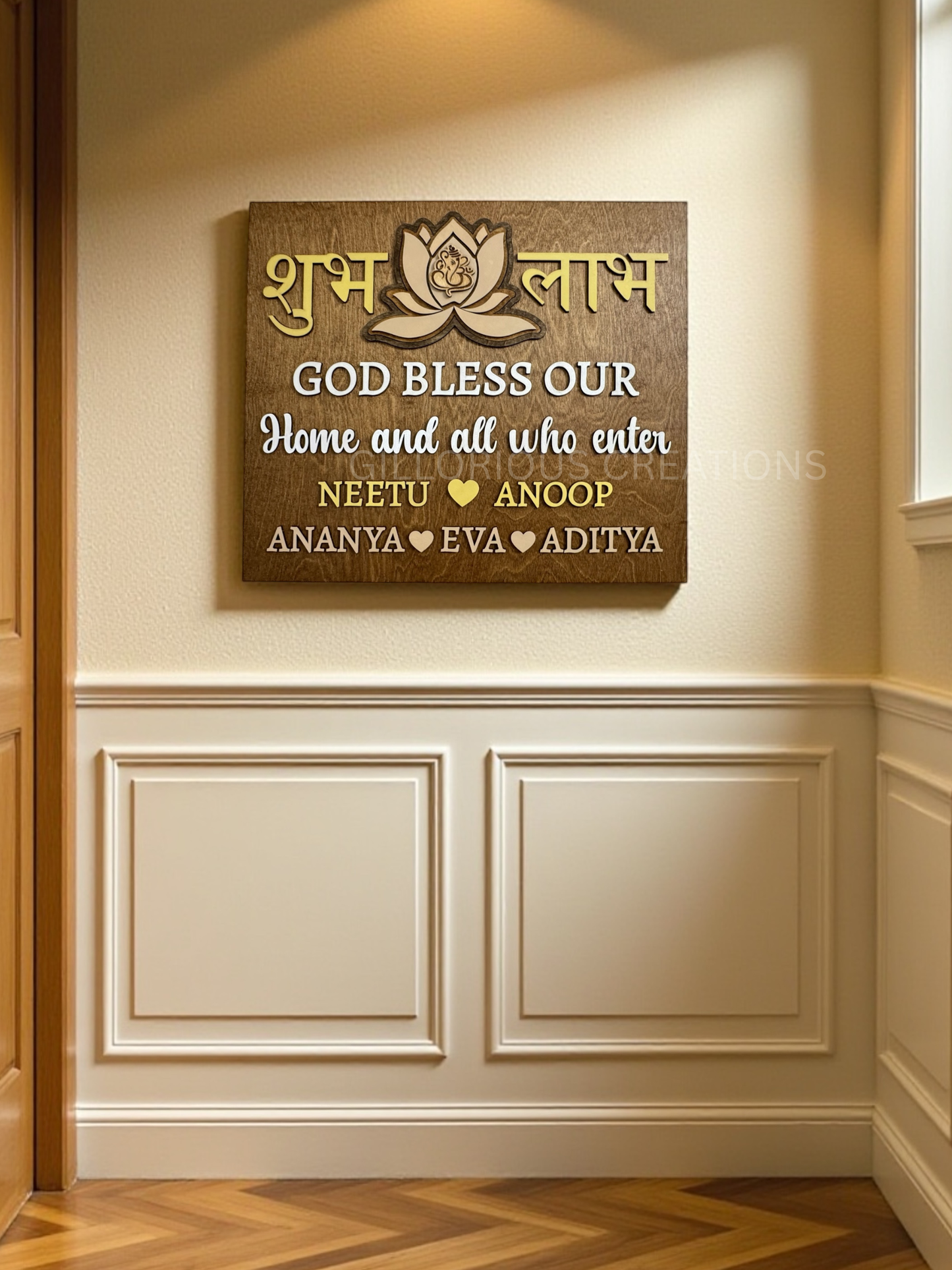 Shubh Labh Welcome Sign with Custom Family Members Names