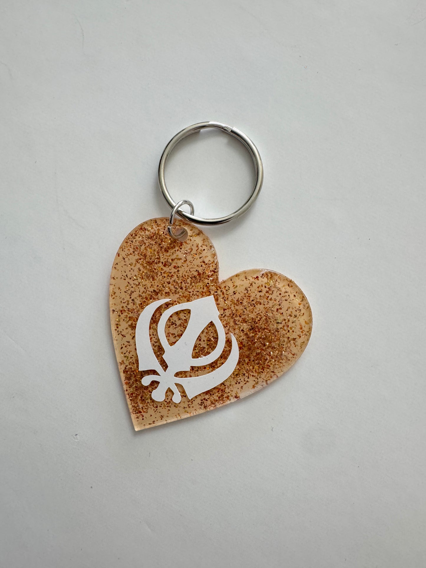 Khanda Custom Rose Gold Glitter Sikh Keychain
