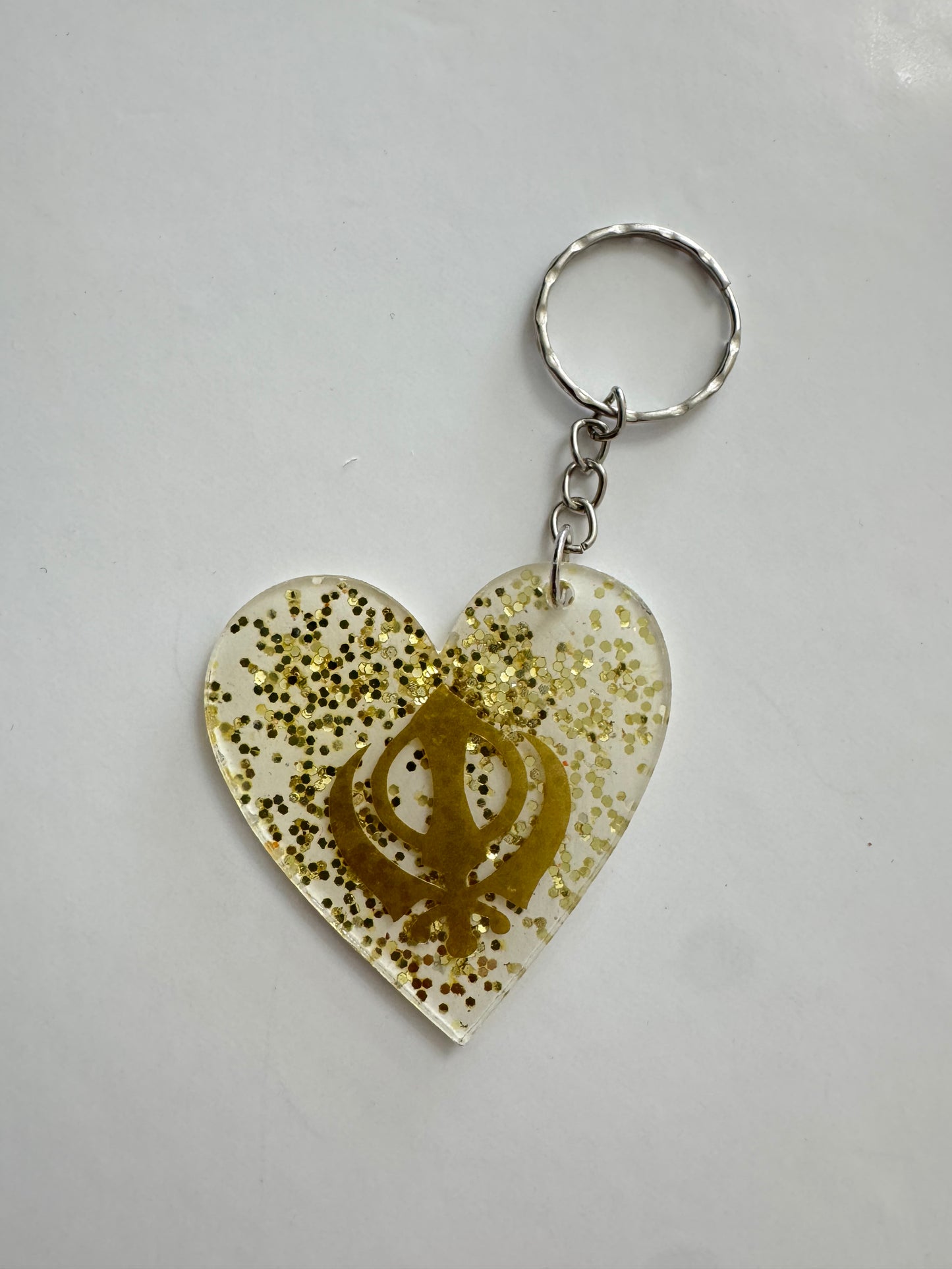 Khanda Sikh Gold Glitter Keychain