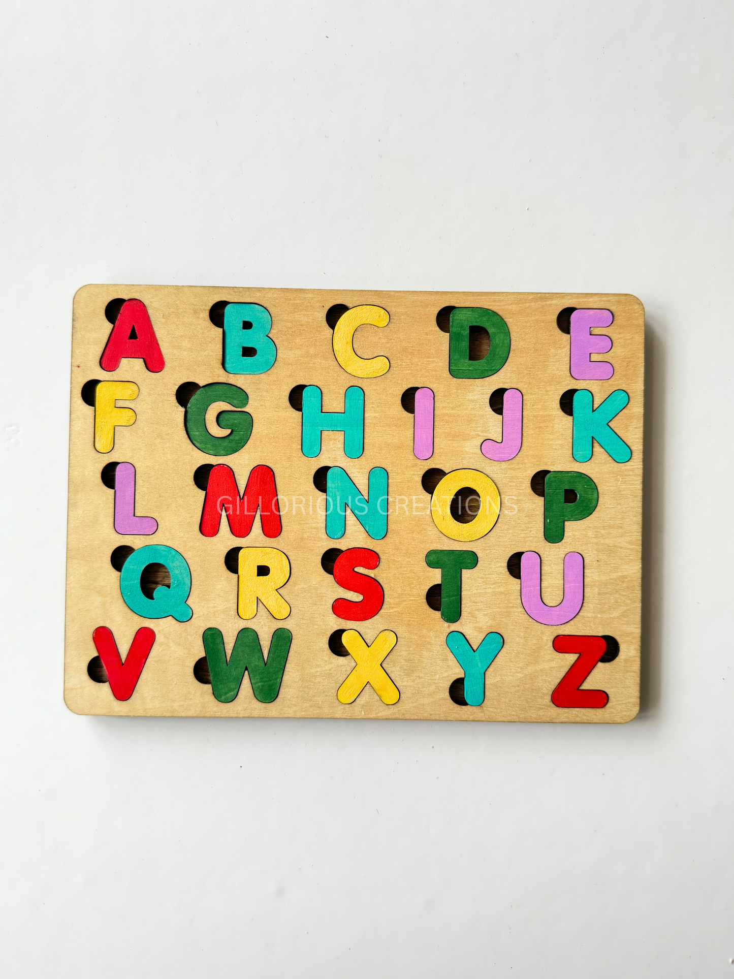 Coloured English Alphabet Wooden Puzzle - Montessori ABC Toy