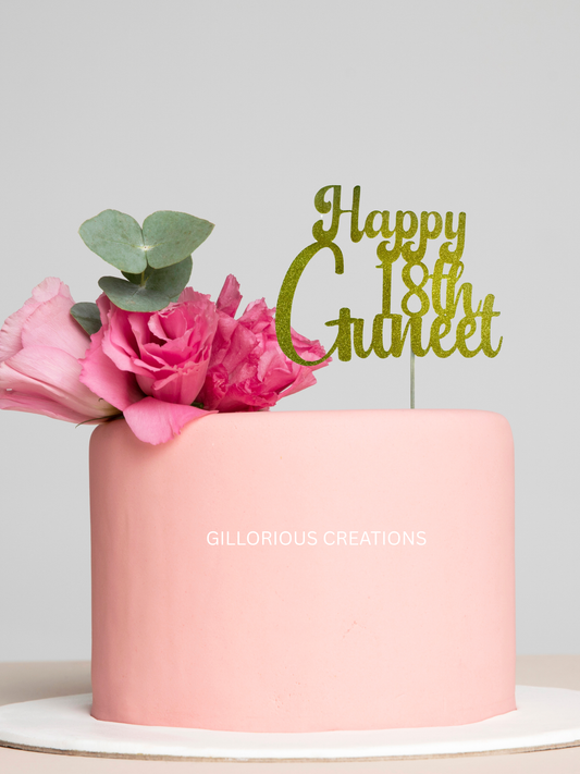 Birthday CakeTopper - Personalized Name & Colour - Cardstock