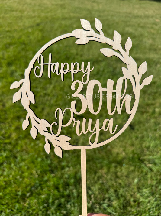 Wooden Birthday Cake Topper - Personalized for Name