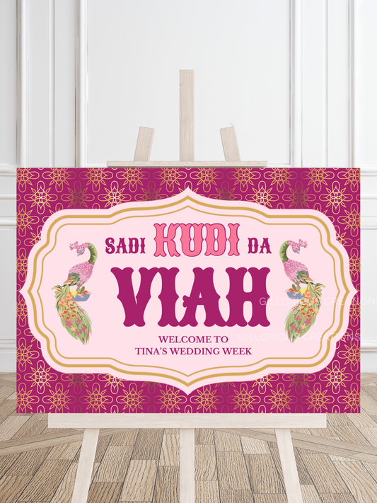 'Sadi Kuri Da Viah' Punjabi Wedding Welcome Sign