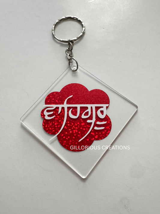 Custom Vibrant Red Sikh Keychain