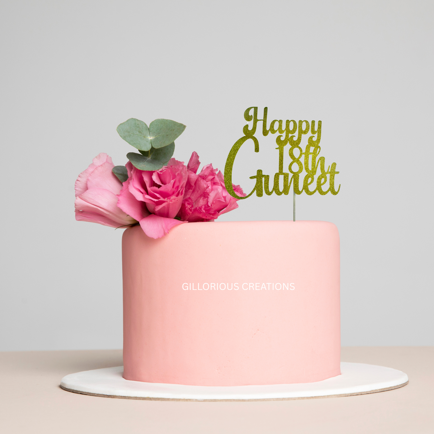 Birthday CakeTopper - Personalized Name & Colour - Cardstock