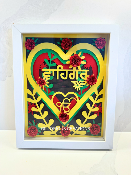 Layered Multi-Colour Ik Onkar and Waheguru Vibrant Shadowbox