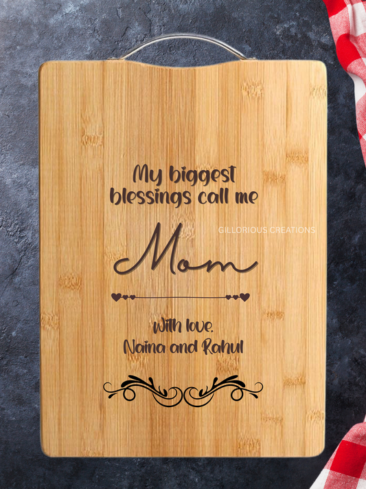 My Biggest Blessings Call Me Mom - Personalized Cutting Board with Kids' Names