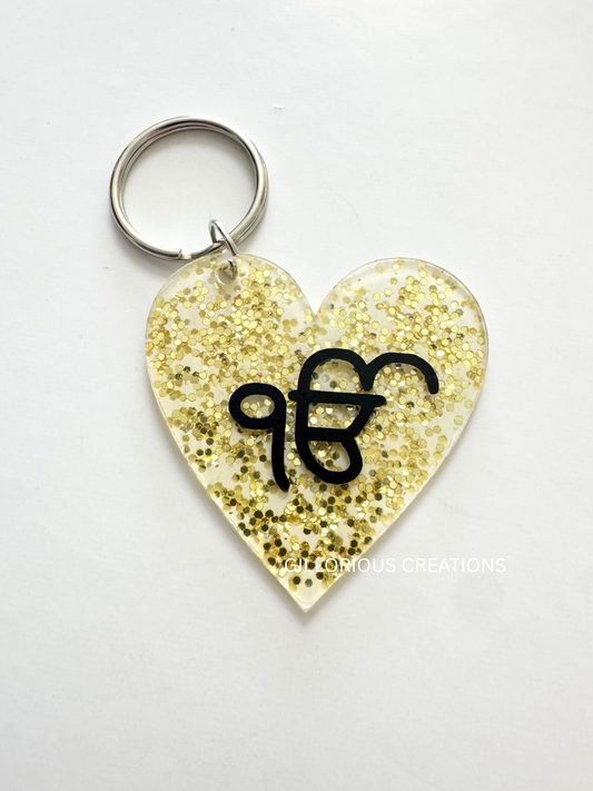 Ik Onkar Sikh Gold Glitter Keychain