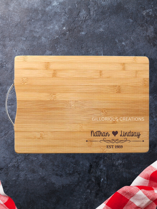 Couple Cutting Board with Est. Year - Personalized Wedding or Anniversary Gift