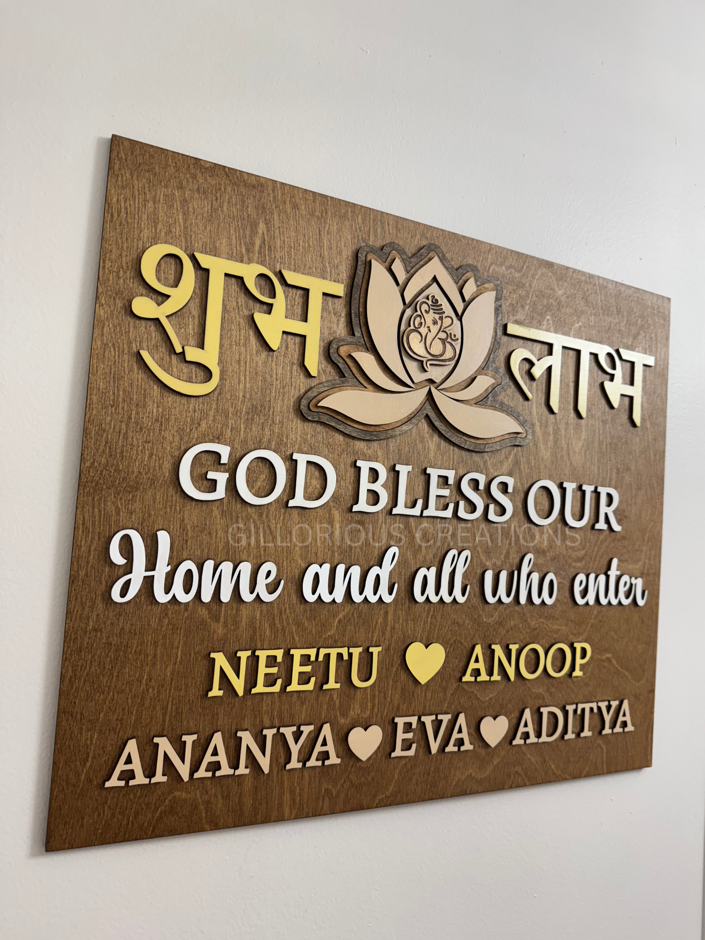 Shubh Labh Welcome Sign with Custom Family Members Names