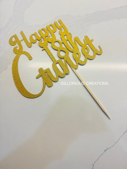 Birthday CakeTopper - Personalized Name & Colour - Cardstock