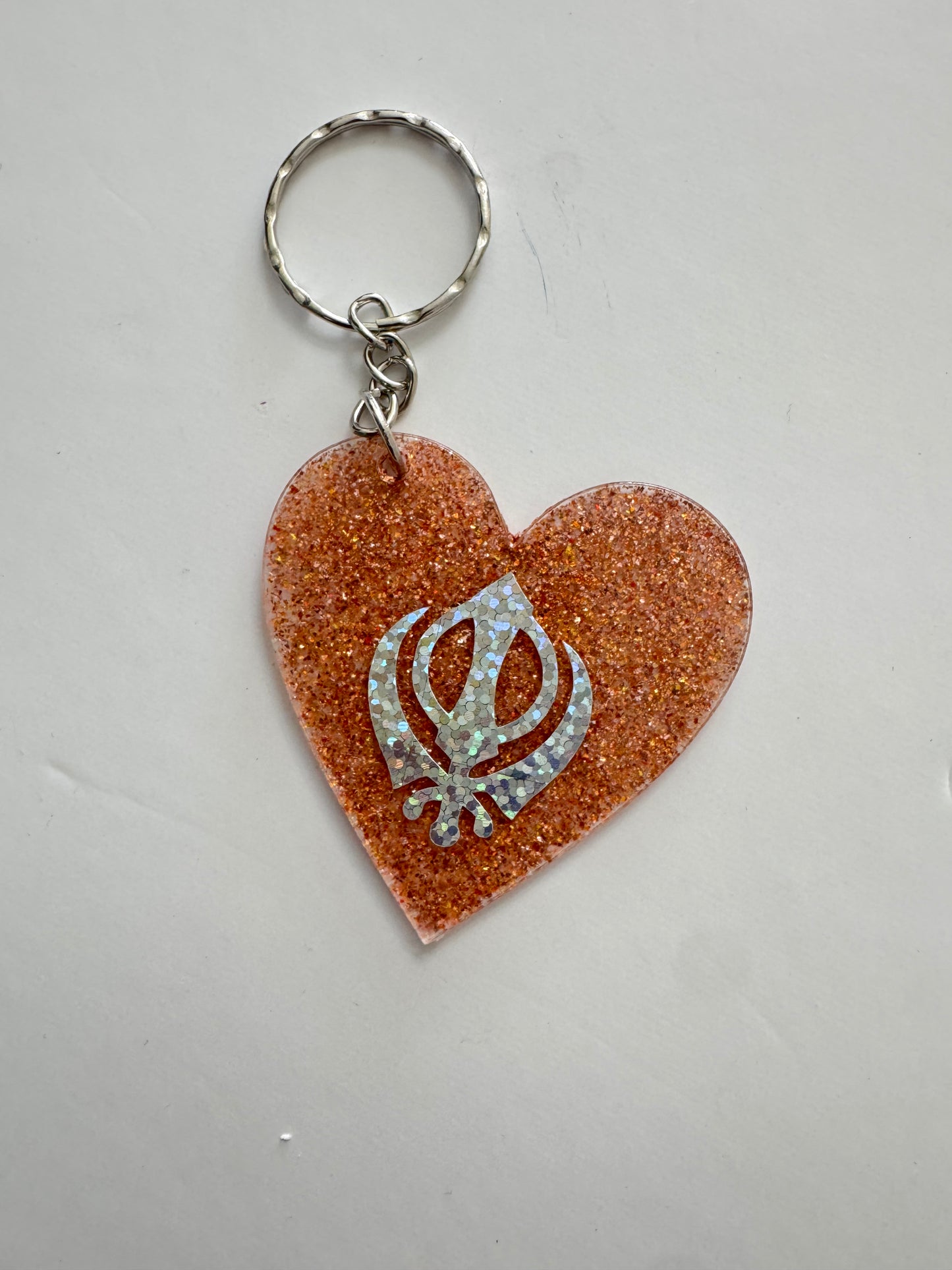 Khanda Custom Rose Gold Glitter Sikh Keychain
