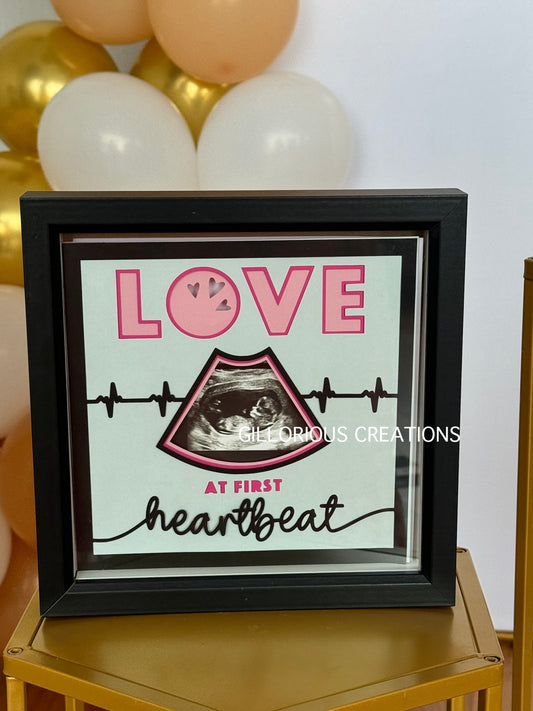 'Love at First Heartbeat' Ultrasound Photo 3D Shadowbox – Baby Shower & Nursery Keepsake
