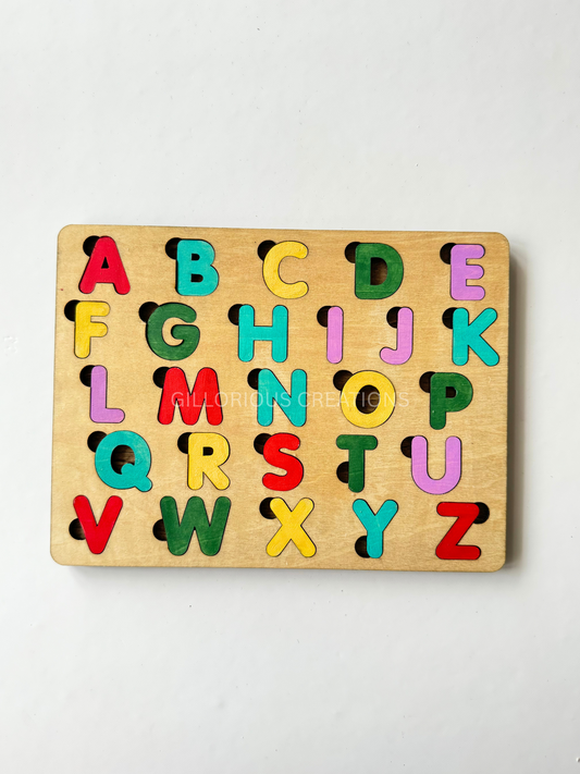 Coloured English Alphabet Wooden Puzzle -  Montessori ABC Toy