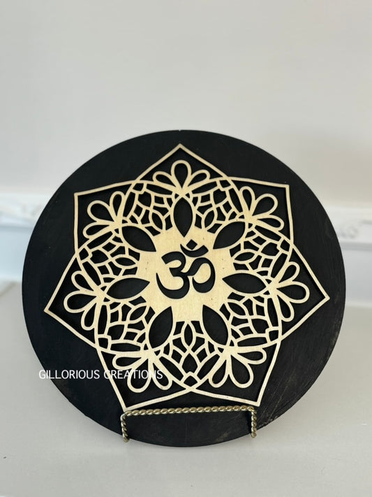 'OM' Wooden Mandala Decorative Plaque